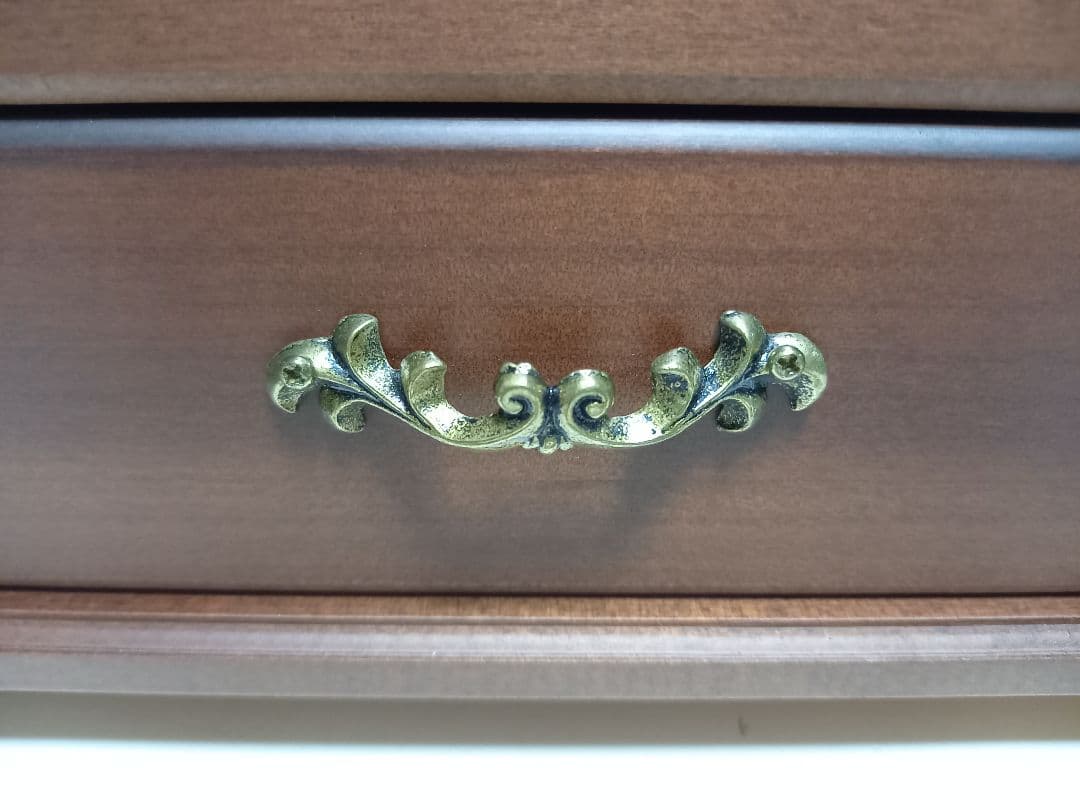 クラシック　ジュエリー　メイク　ウッド　ボックス　真鍮　脚付　金具　化粧　木箱