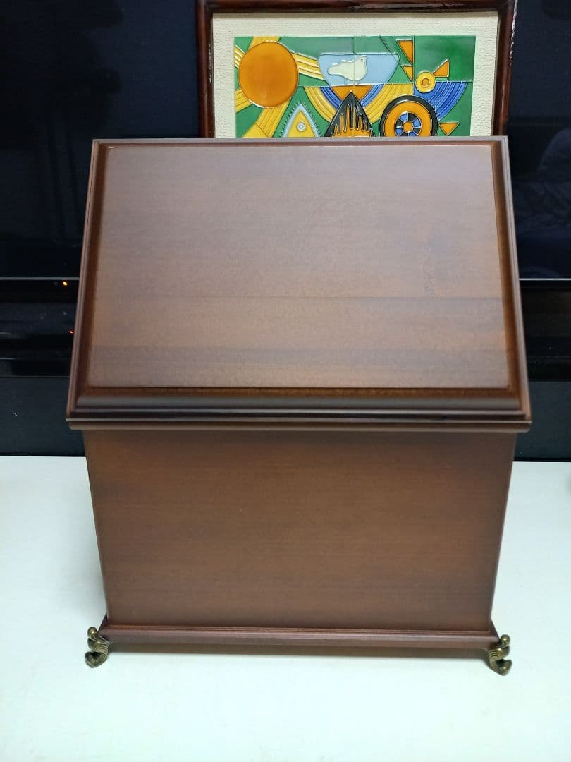 クラシック　ジュエリー　メイク　ウッド　ボックス　真鍮　脚付　金具　化粧　木箱