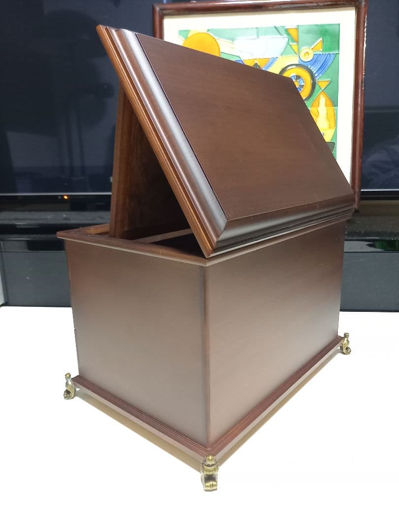 クラシック　ジュエリー　メイク　ウッド　ボックス　真鍮　脚付　金具　化粧　木箱