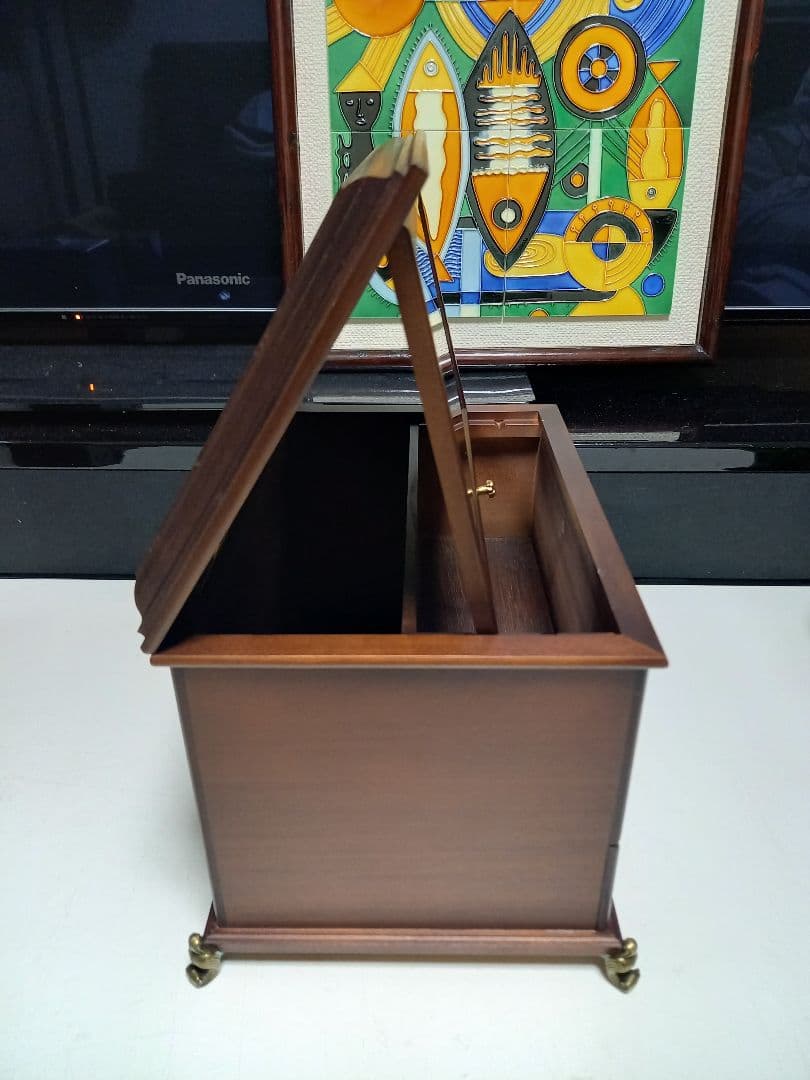 クラシック　ジュエリー　メイク　ウッド　ボックス　真鍮　脚付　金具　化粧　木箱