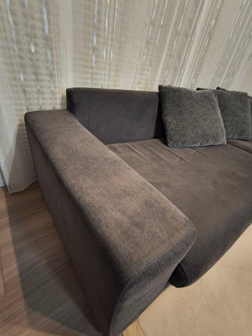 桜様 カウチソファ L字型ソファ クッション付き チャコールグレー