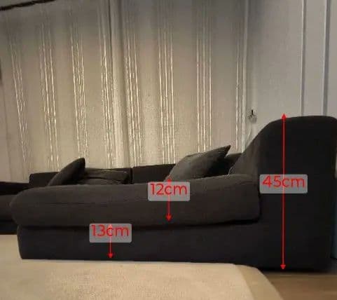 桜様 カウチソファ L字型ソファ クッション付き チャコールグレー