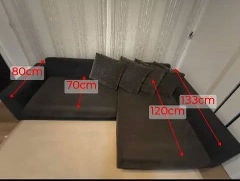 桜様 カウチソファ L字型ソファ クッション付き チャコールグレー