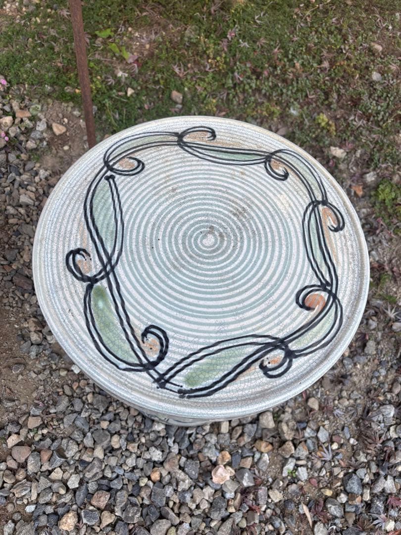 和モダン 陶器 スツール 花台 テーブル ガーデンインテリア