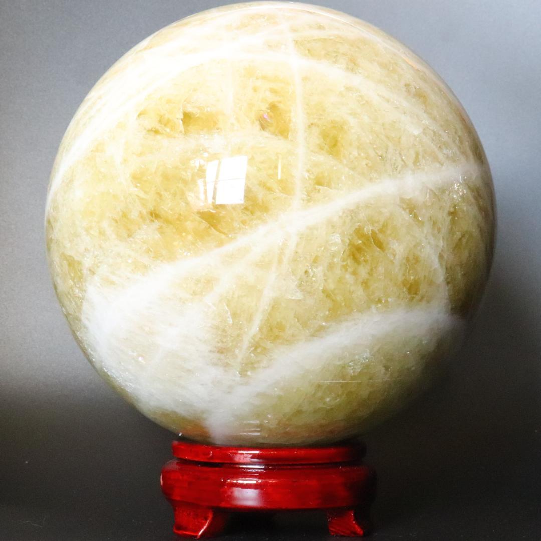 【本物保証】虹入り シトリン 水晶 丸玉 スフィア 9.1kg パワーストーン