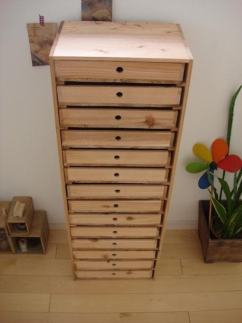 ★送料無料★サイズ変更可能★A4丸穴14段小引き出し/無垢材オーダー可能 木製