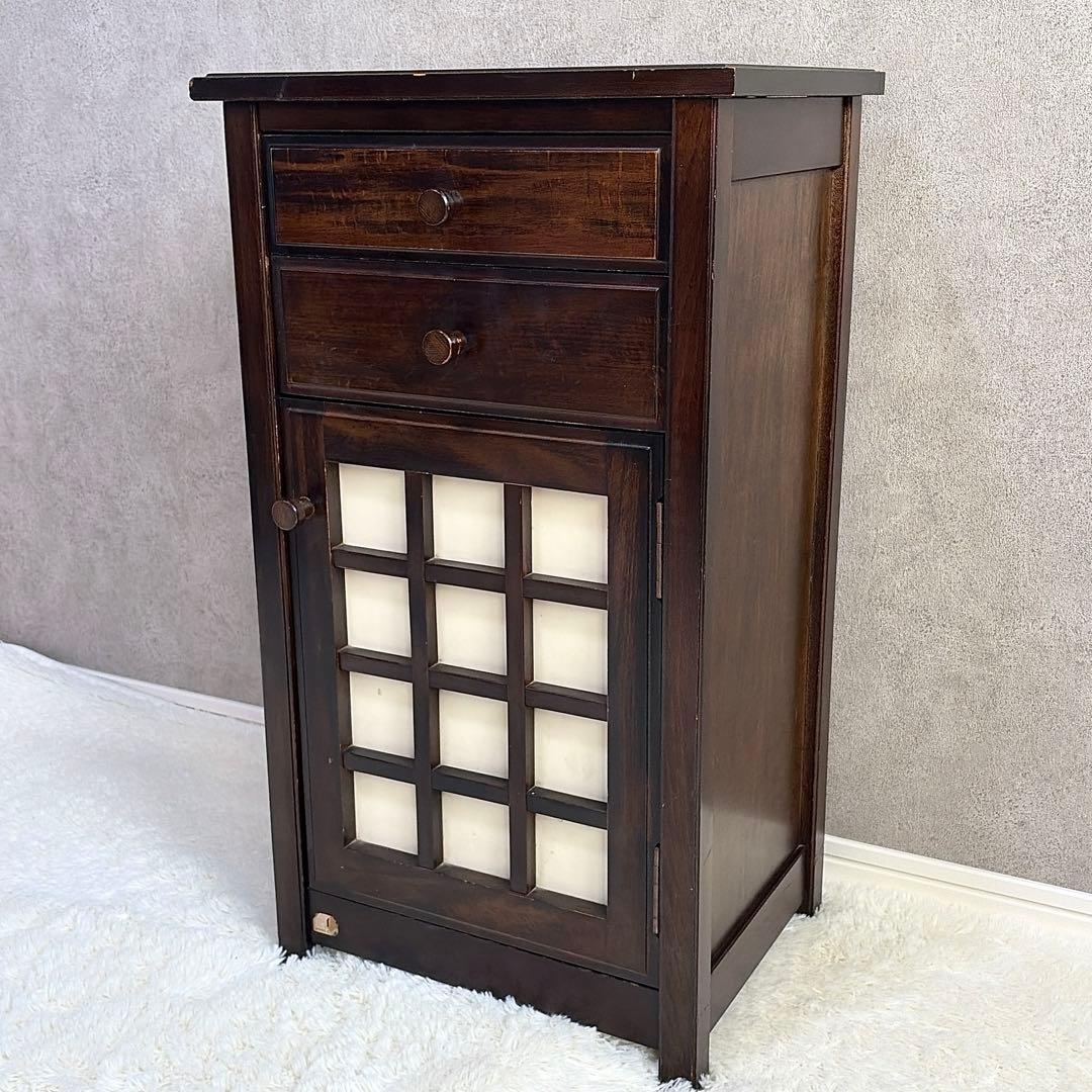 綾野製作所　木製電話台・ファックス台 ダークブラウン