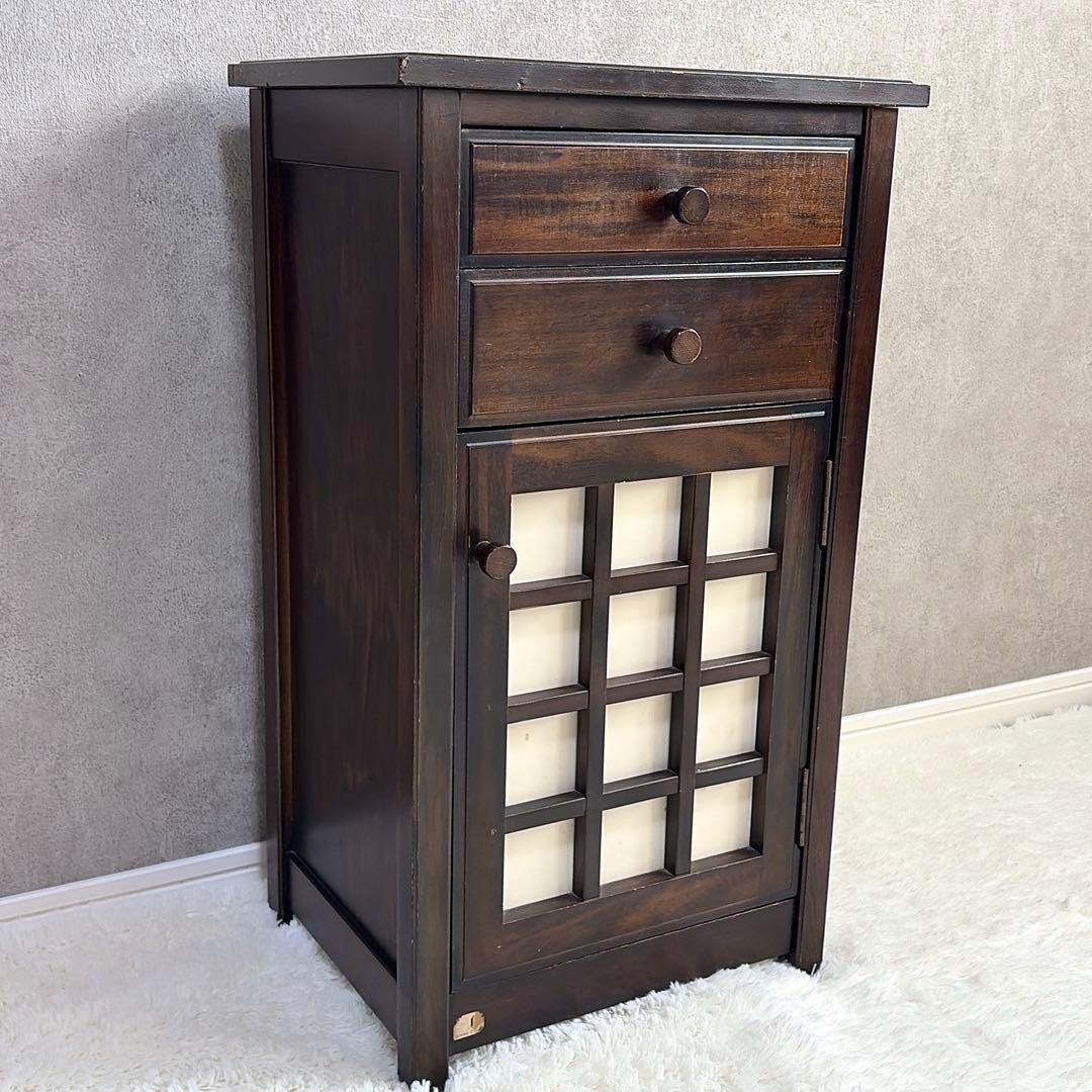 綾野製作所　木製電話台・ファックス台 ダークブラウン