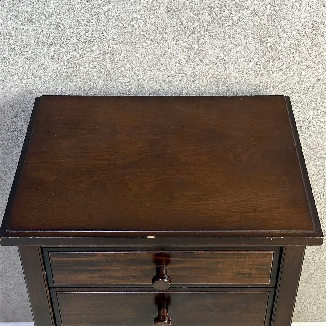 綾野製作所　木製電話台・ファックス台 ダークブラウン