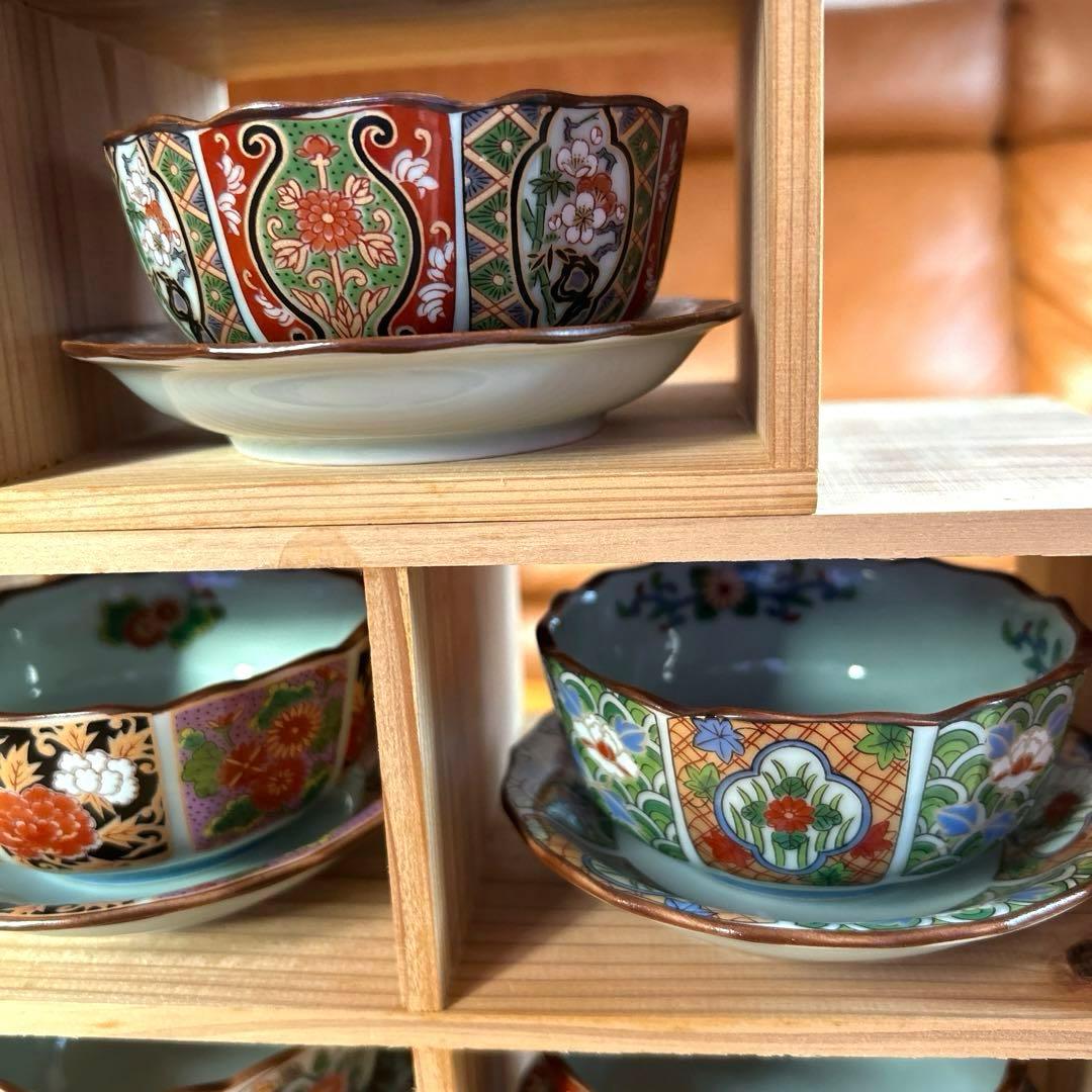 未使用】10点 有田焼 仁祥窯 金彩古伊万里 絵違い 小鉢と小皿揃 5客