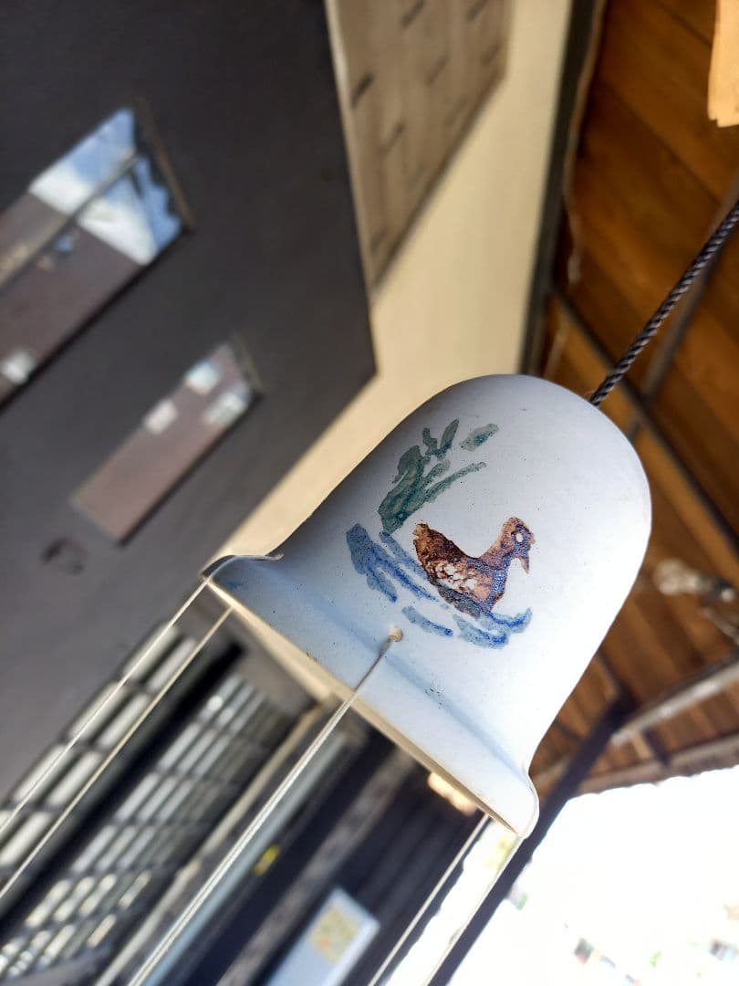 欧州　ポタリー　pigeon　ハンドペイント　風鈴　ウィンドウ　ベル　チャイム