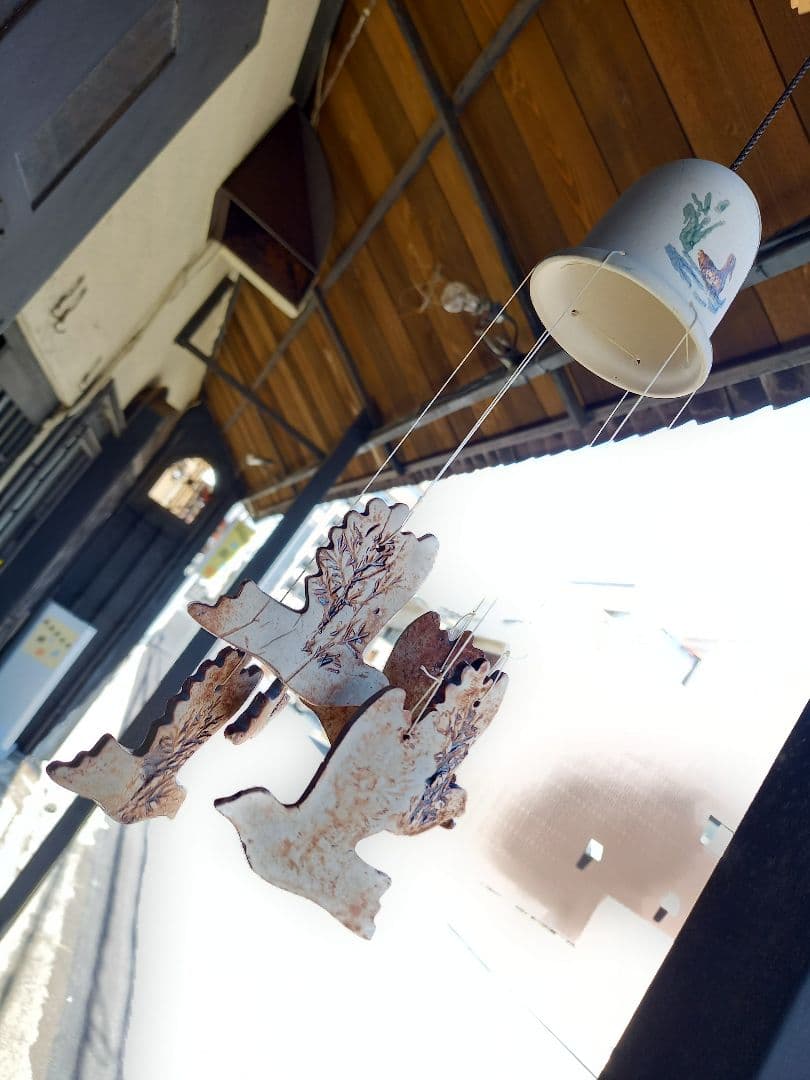 欧州　ポタリー　pigeon　ハンドペイント　風鈴　ウィンドウ　ベル　チャイム