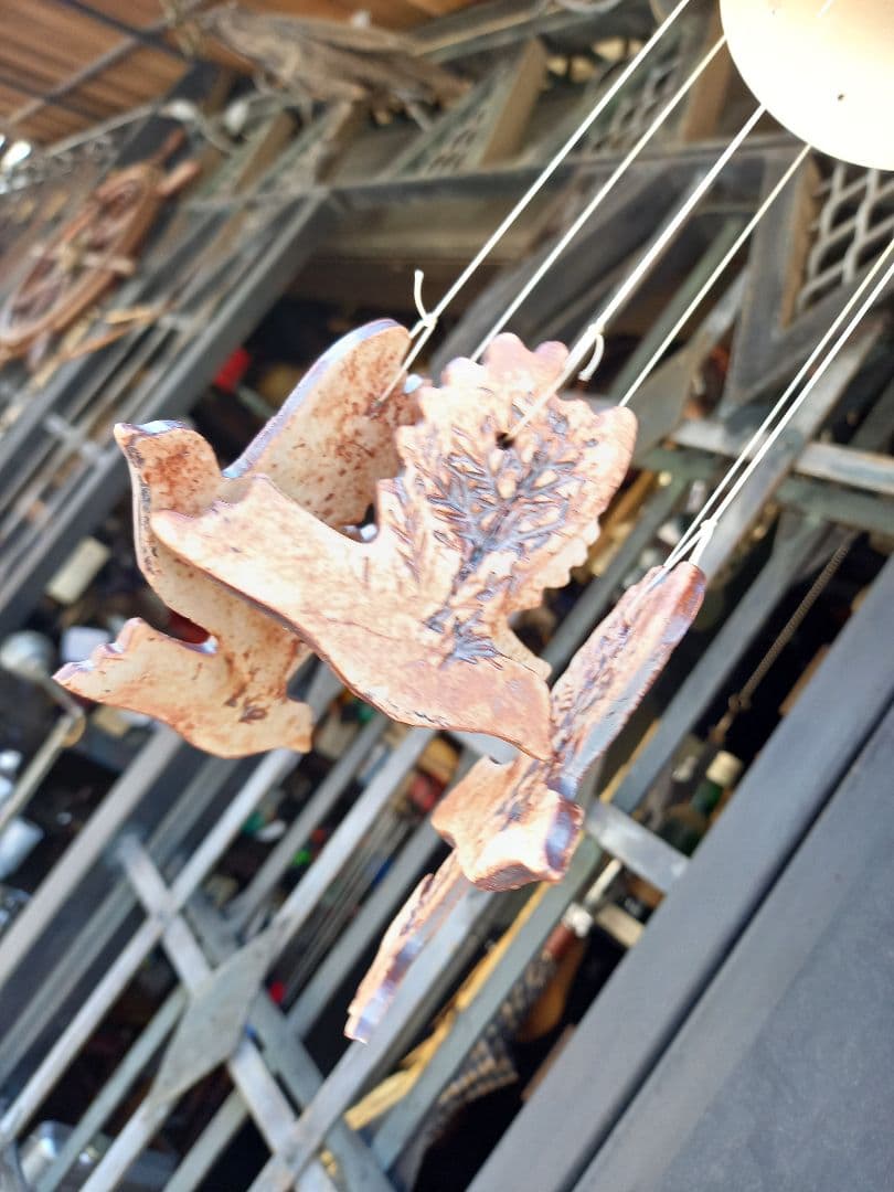 欧州　ポタリー　pigeon　ハンドペイント　風鈴　ウィンドウ　ベル　チャイム