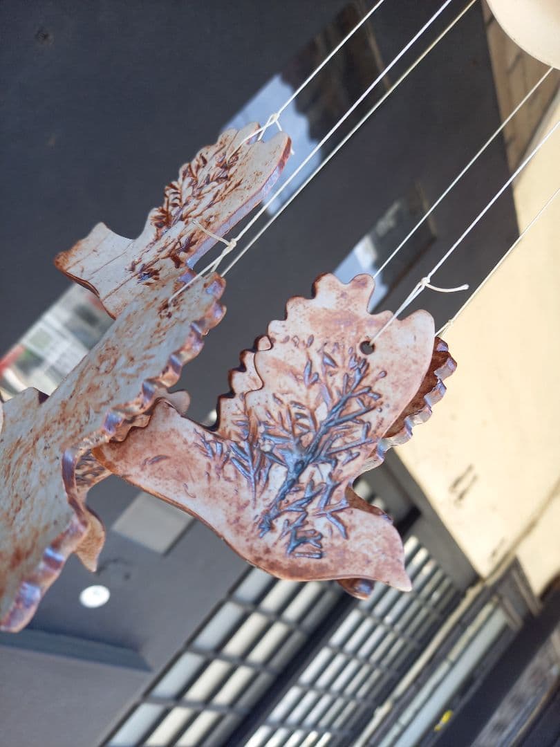 欧州　ポタリー　pigeon　ハンドペイント　風鈴　ウィンドウ　ベル　チャイム