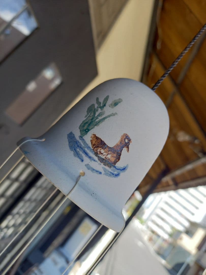 欧州　ポタリー　pigeon　ハンドペイント　風鈴　ウィンドウ　ベル　チャイム