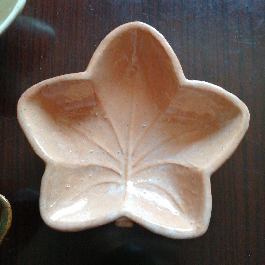 京焼　五彩楓手皿　4枚　16.5cm　明治～昭和初期