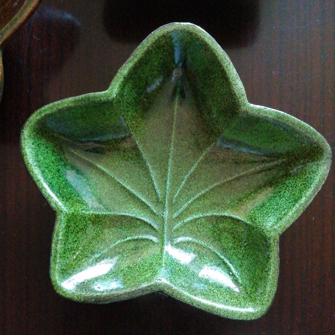 京焼　五彩楓手皿　4枚　16.5cm　明治～昭和初期