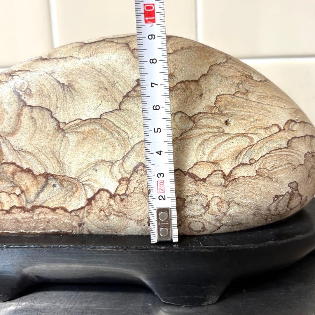 [珍] 自然石　水福メノウ　景色紋様石　両面磨き　鑑賞石　置物　2006g