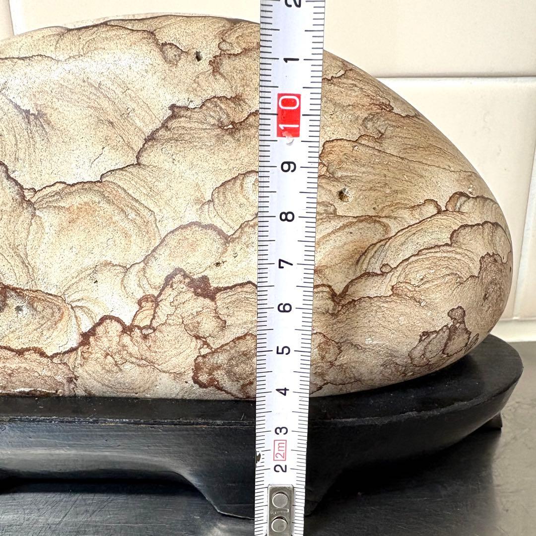 [珍] 自然石　水福メノウ　景色紋様石　両面磨き　鑑賞石　置物　2006g