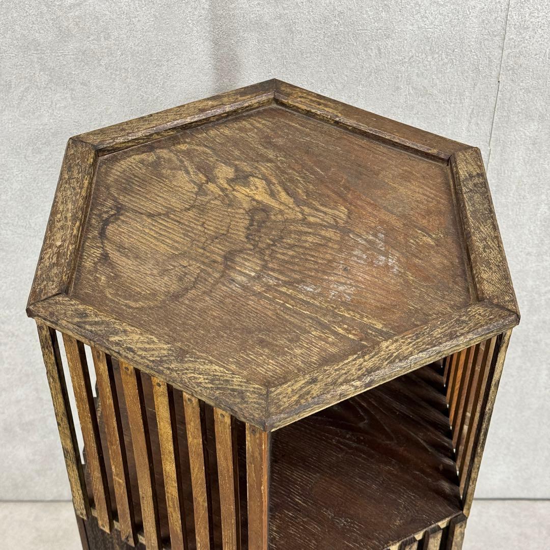 本棚 回転式 木製 古道具 古家具 昭和レトロ インテリア アンティーク