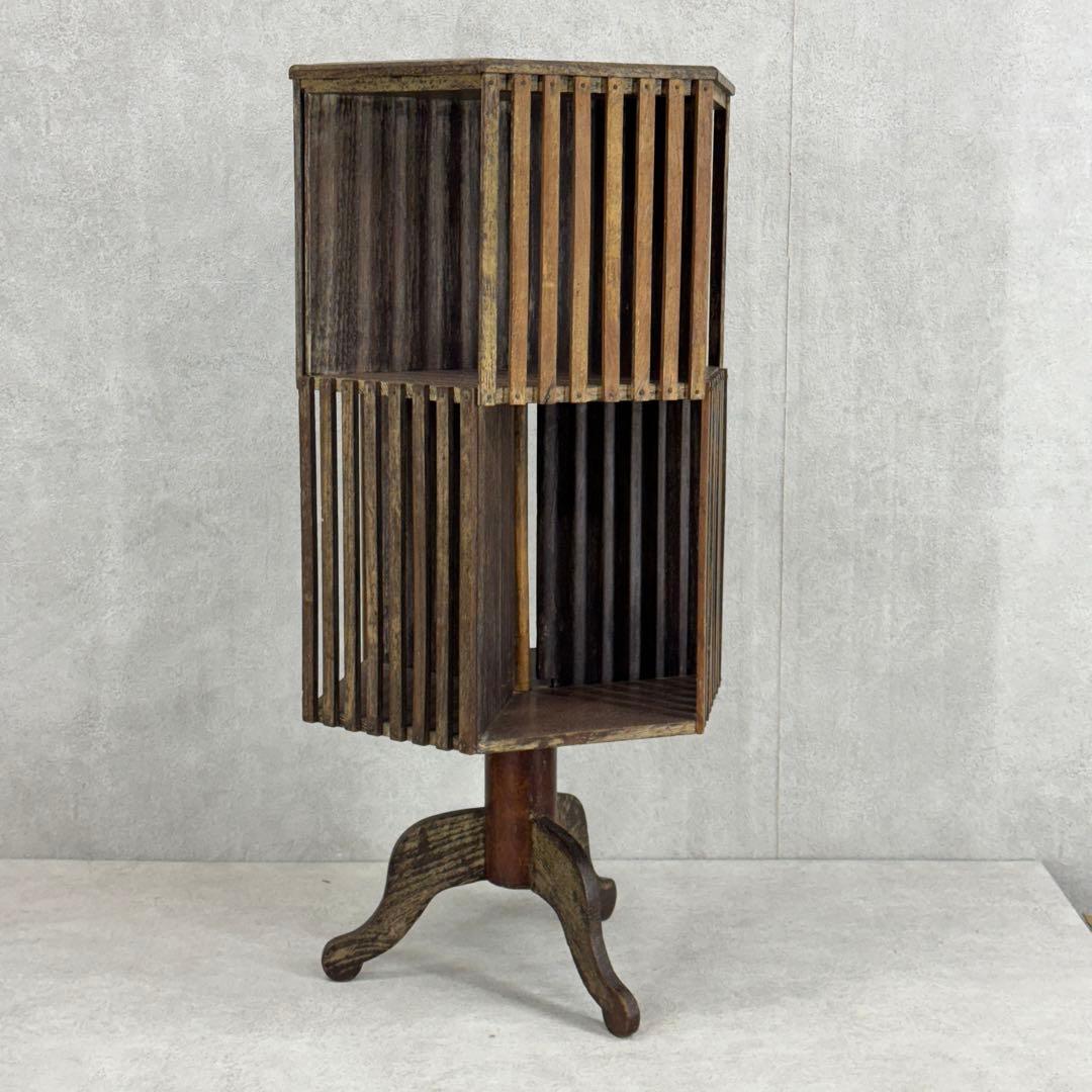 本棚 回転式 木製 古道具 古家具 昭和レトロ インテリア アンティーク