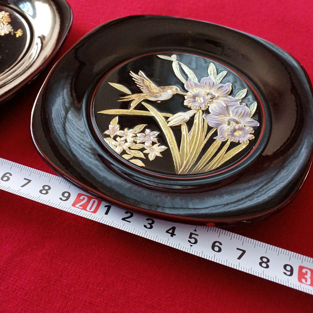 会津ぬり 伝統工芸品 七宝風蒔絵 鳥柄 皿 2枚 キズ無数あり - メルカリ
