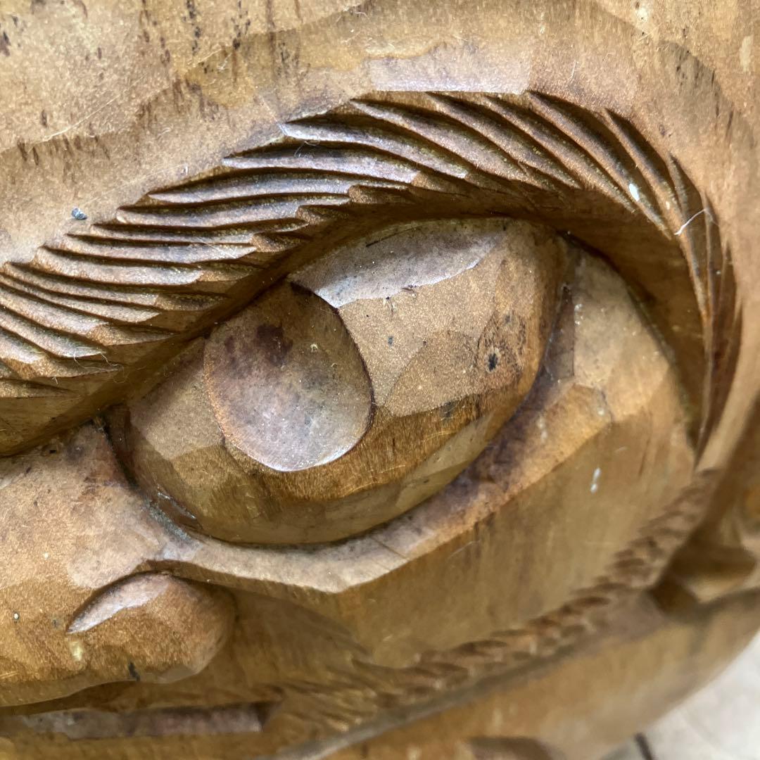 E4 昭和レトロ 達磨 ダルマ 木製 一刀彫 彫刻 木彫 縁起物 開運 伝統工芸