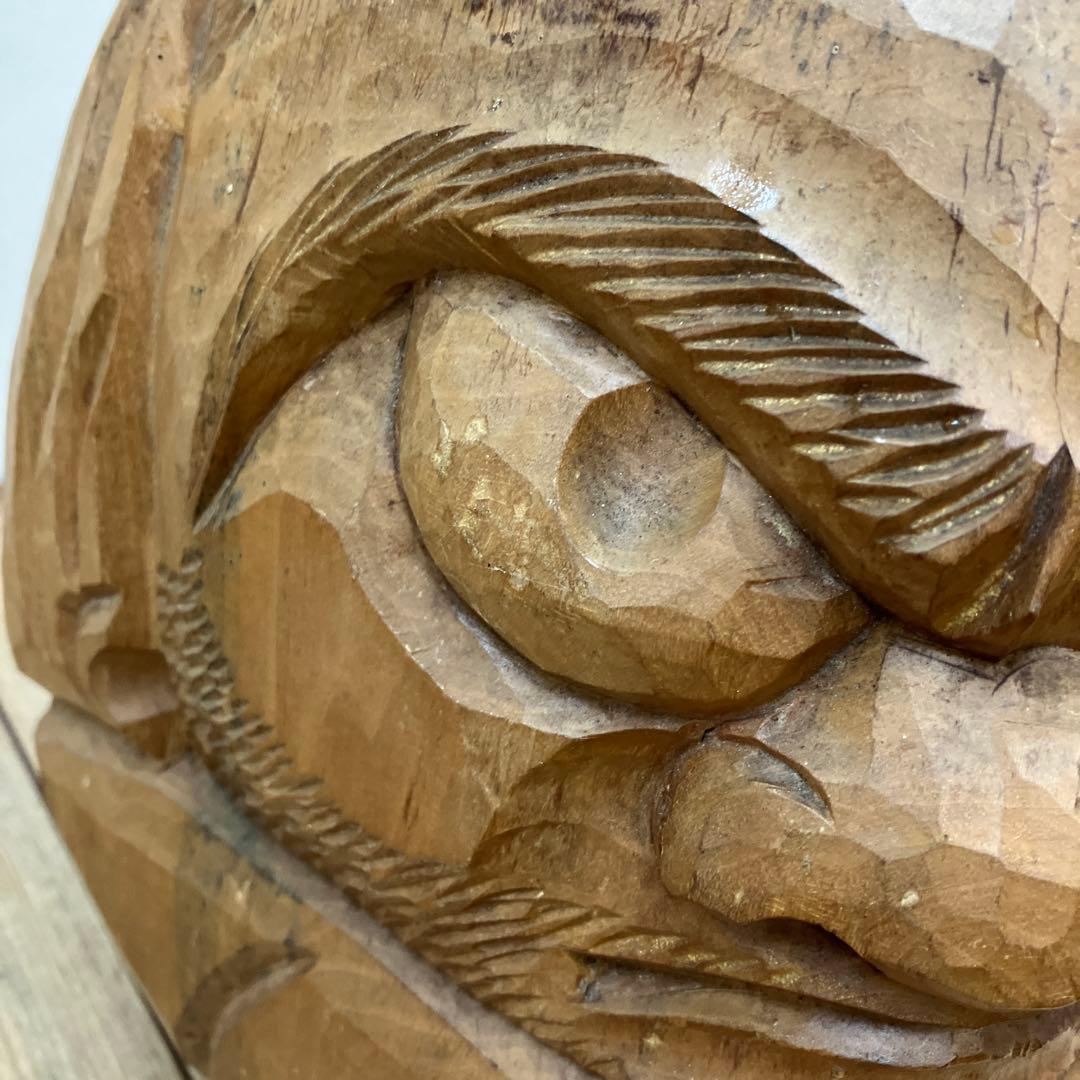 E4 昭和レトロ 達磨 ダルマ 木製 一刀彫 彫刻 木彫 縁起物 開運 伝統工芸