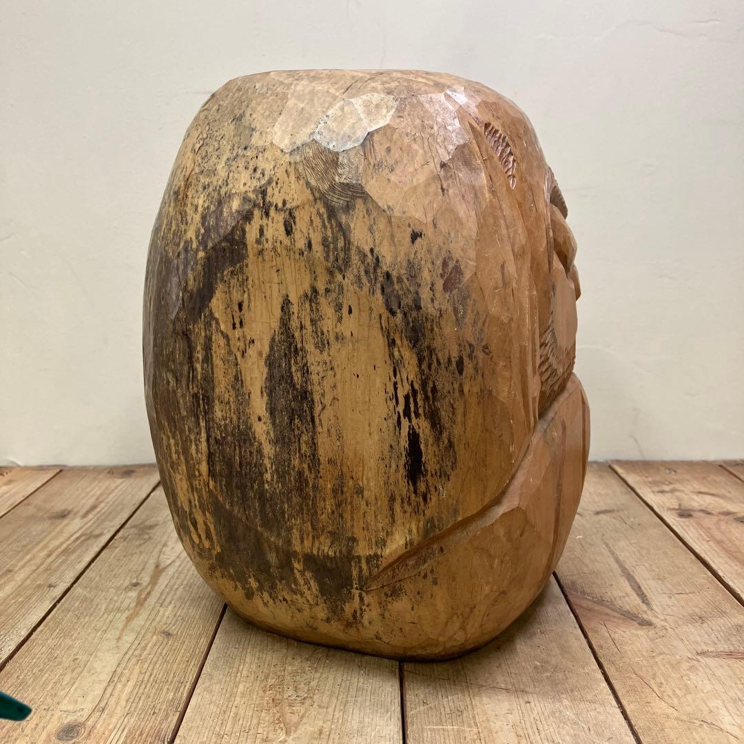 E4 昭和レトロ 達磨 ダルマ 木製 一刀彫 彫刻 木彫 縁起物 開運 伝統工芸