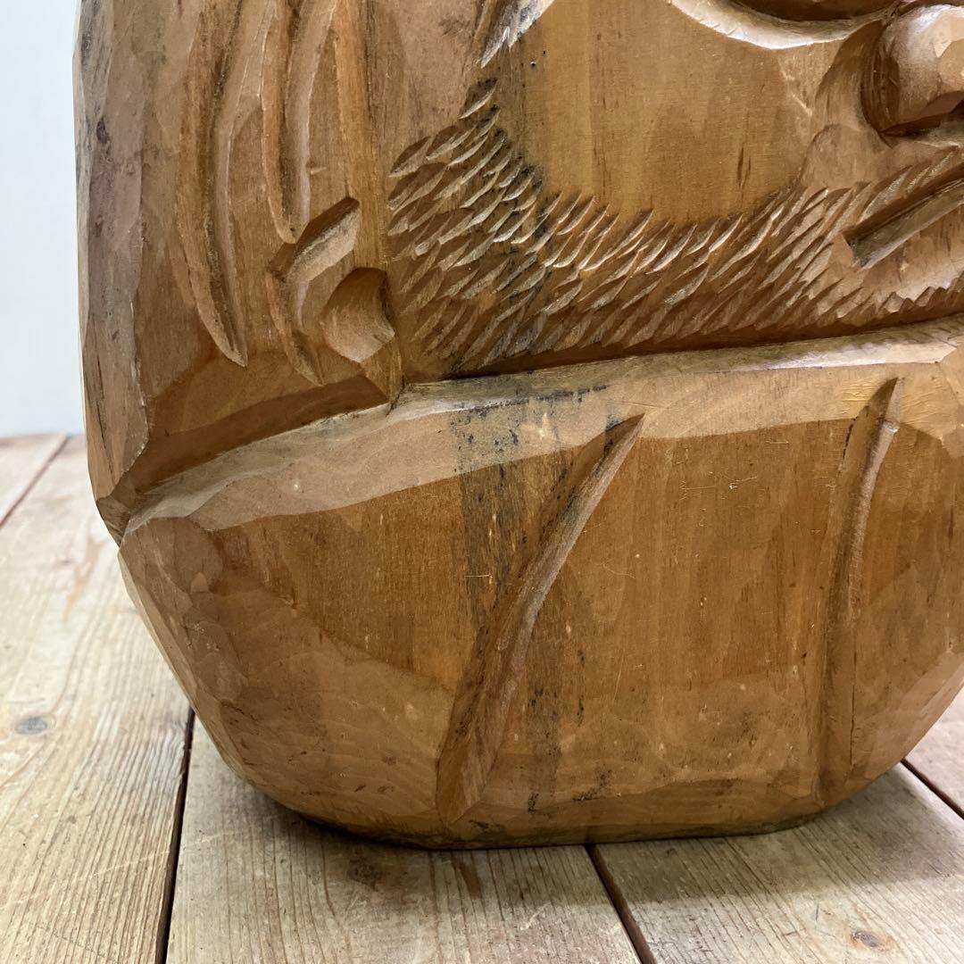 E4 昭和レトロ 達磨 ダルマ 木製 一刀彫 彫刻 木彫 縁起物 開運 伝統工芸