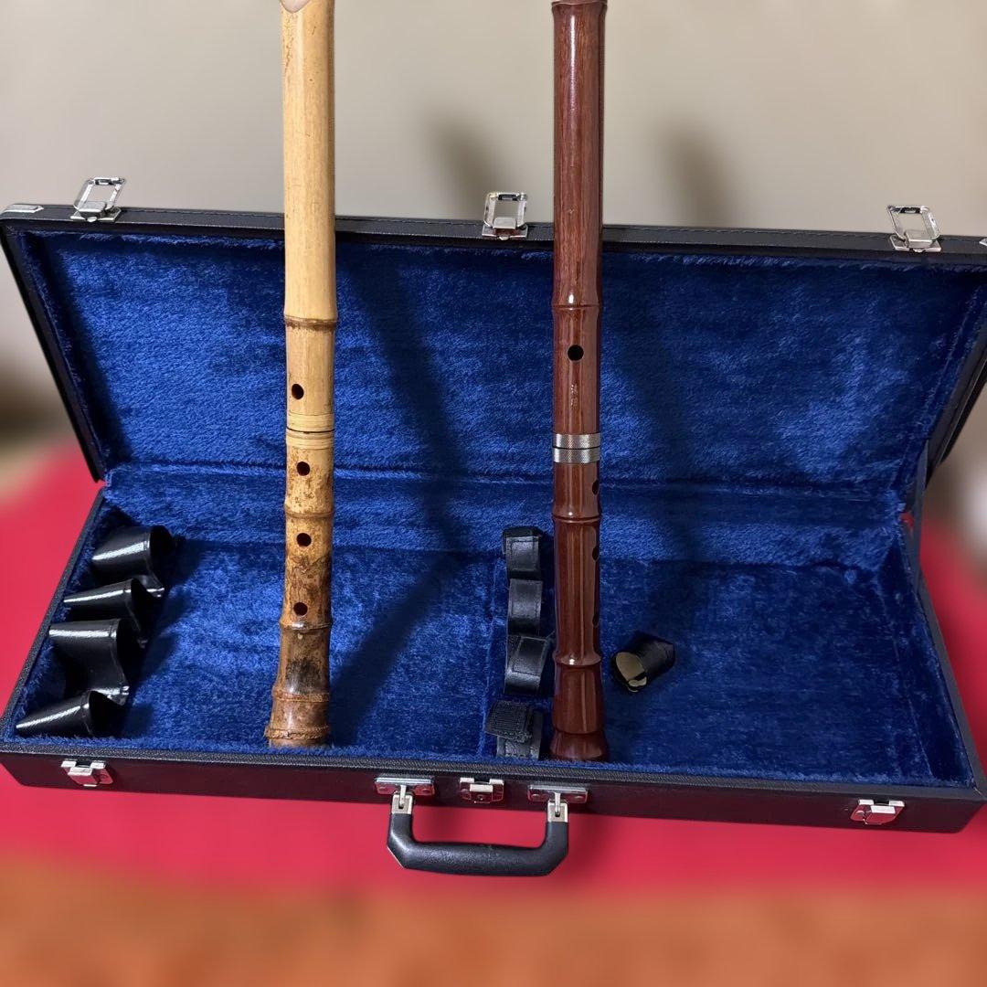 高級尺八 2本清風在銘 松楊在銘中継ぎ セル巻き 二本継 全長 約54cm