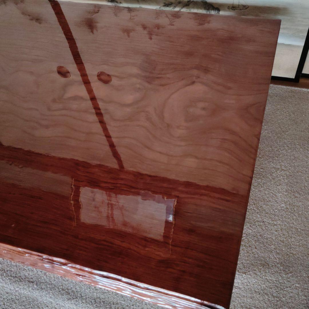 天然木 高級座卓 和 無垢 ローテーブル 一枚板調 平卓 レトロ　アンティーク