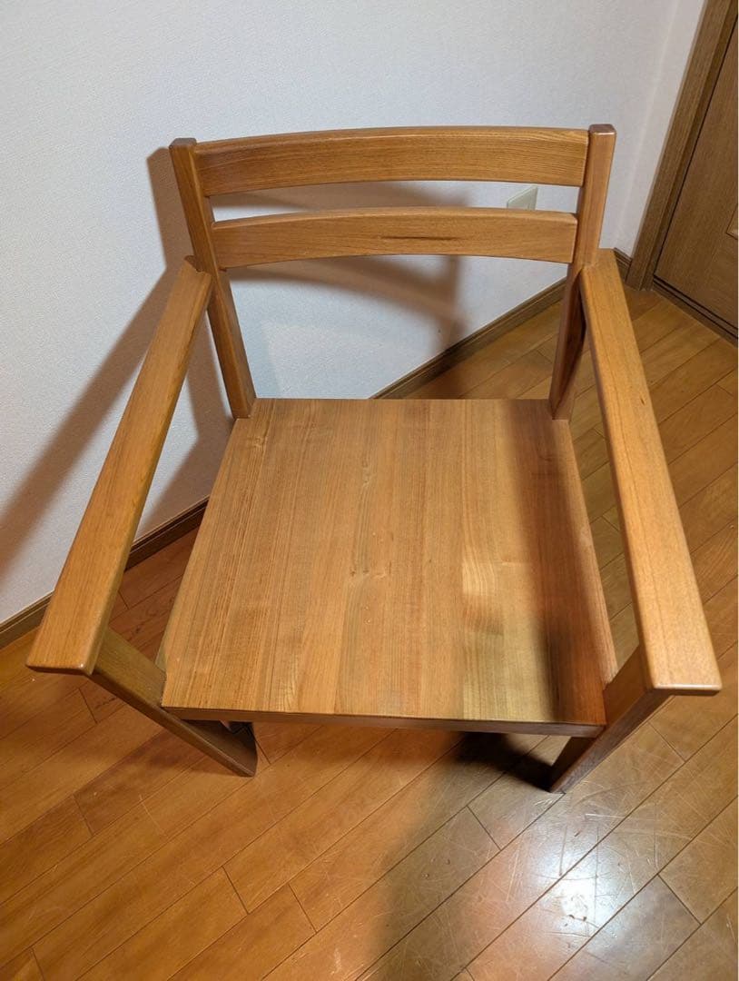 ■送料込■無印良品 ラウンジチェア タモ材 木製イス 椅子 北欧 廃盤品