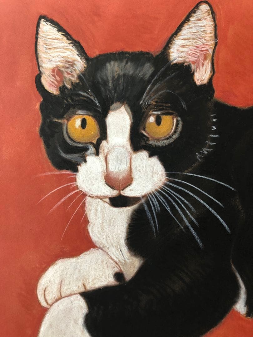 原画「ウメ18」《＋猫イラスト３枚無料プレゼント》猫イラスト