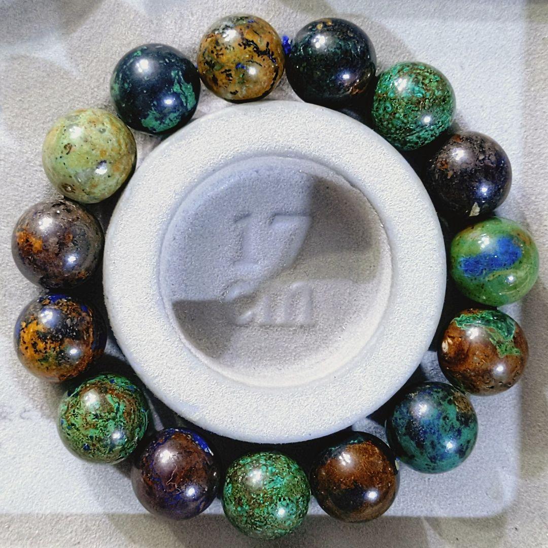 ★マーブルカッパーミネラル 14.8ミリ珠 ブレスレットA(SA+)