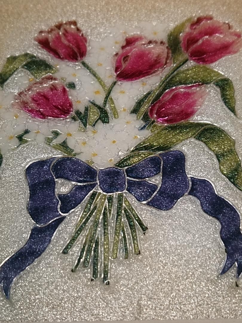 七宝　花絵　チューリップ　オブジェ　置物　インテリア　工芸品　美術品　A1705