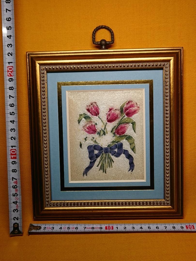 七宝　花絵　チューリップ　オブジェ　置物　インテリア　工芸品　美術品　A1705