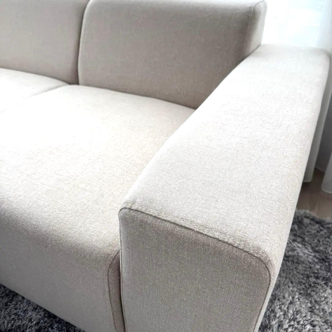 超美品 ローソファ2人掛け 左肘置き モダン ベージュ