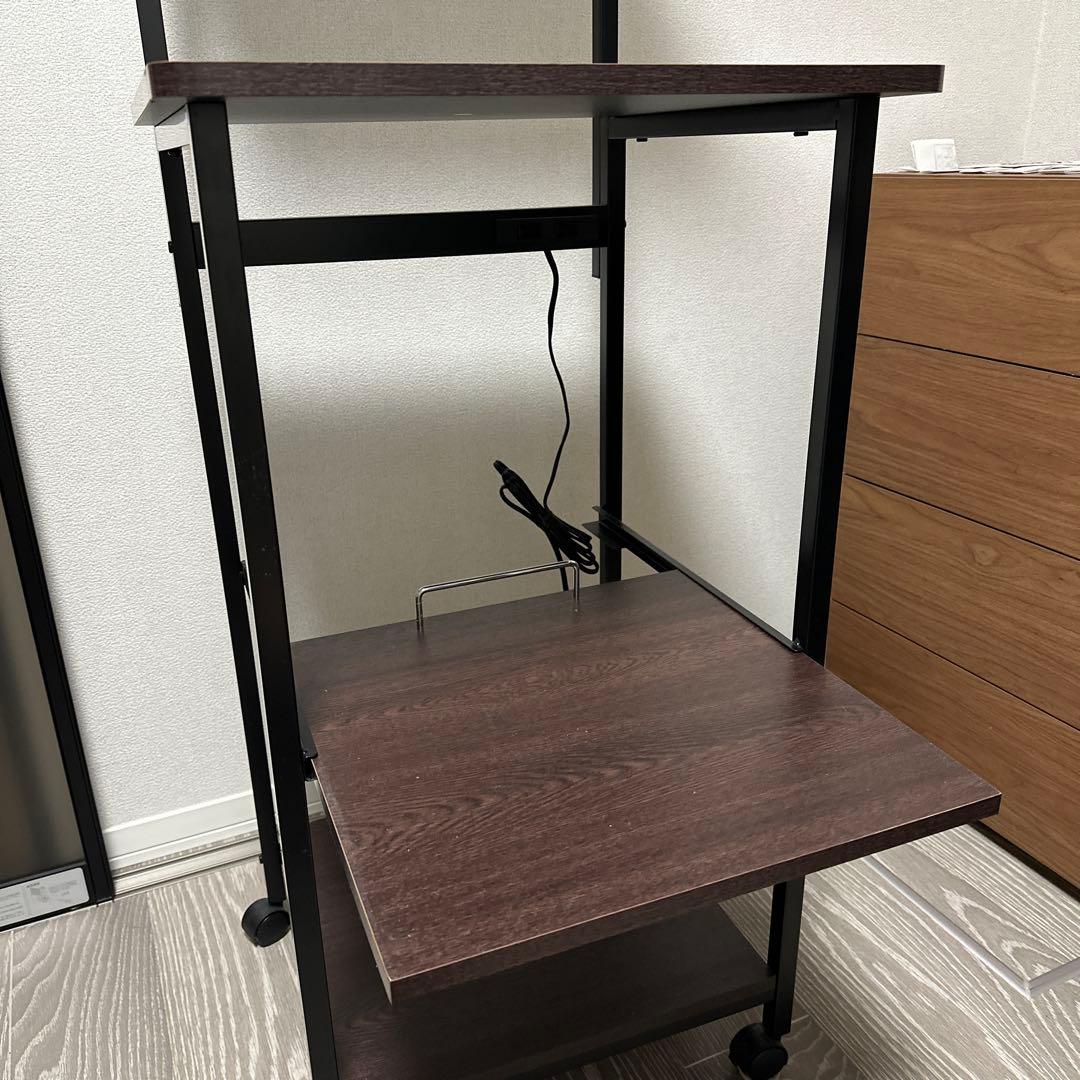 引取時4500円　キャスター付きダークブラウン3段ラック