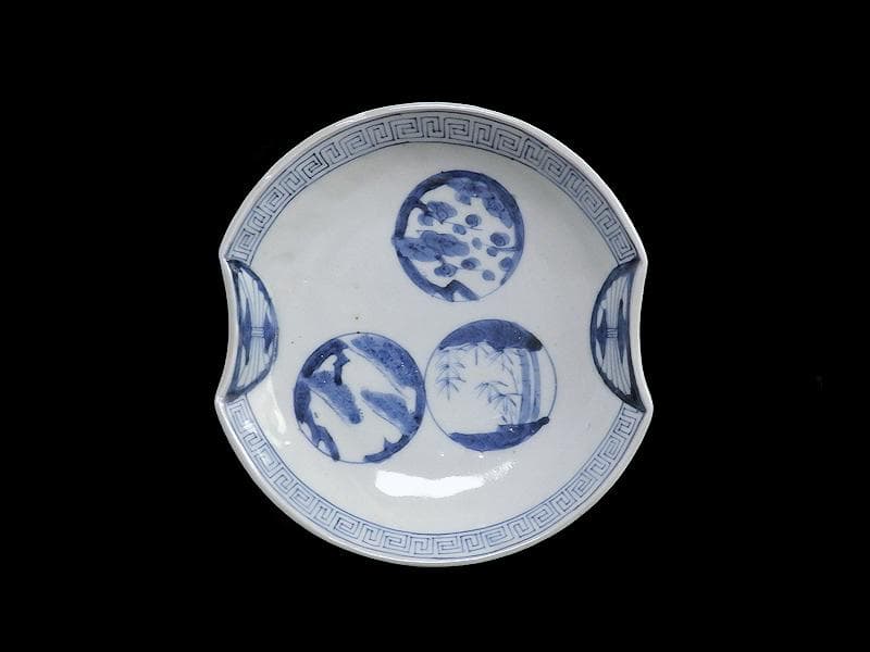 古伊万里 染付 丸紋に松竹梅の図 分銅型6寸皿 5枚 E674AS-CQl - メルカリ