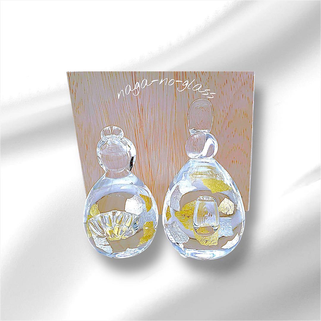 ひな祭り☆新品☆ガラスのお雛様《クリア金銀》 ナガノグラス