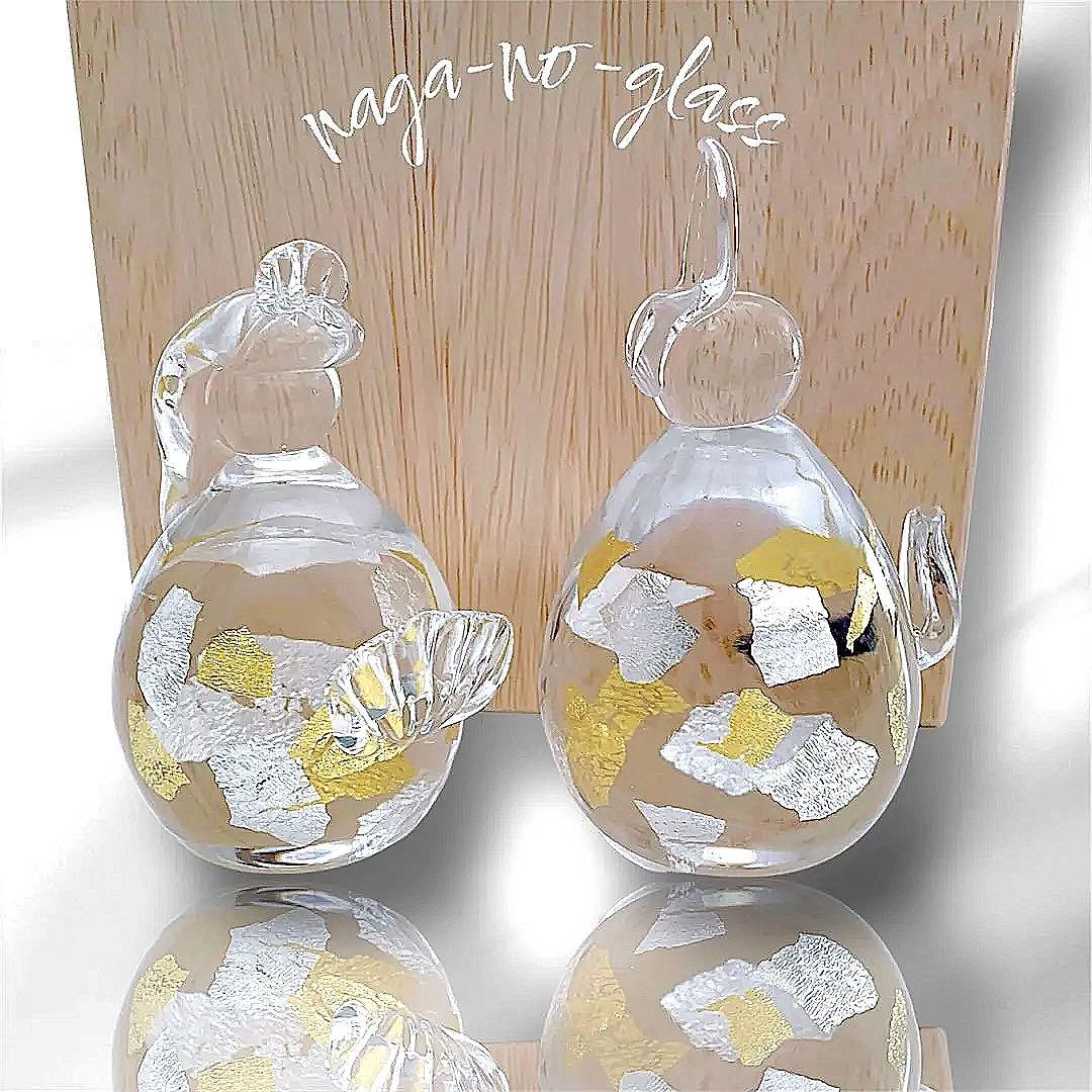 ひな祭り☆新品☆ガラスのお雛様《クリア金銀》 ナガノグラス