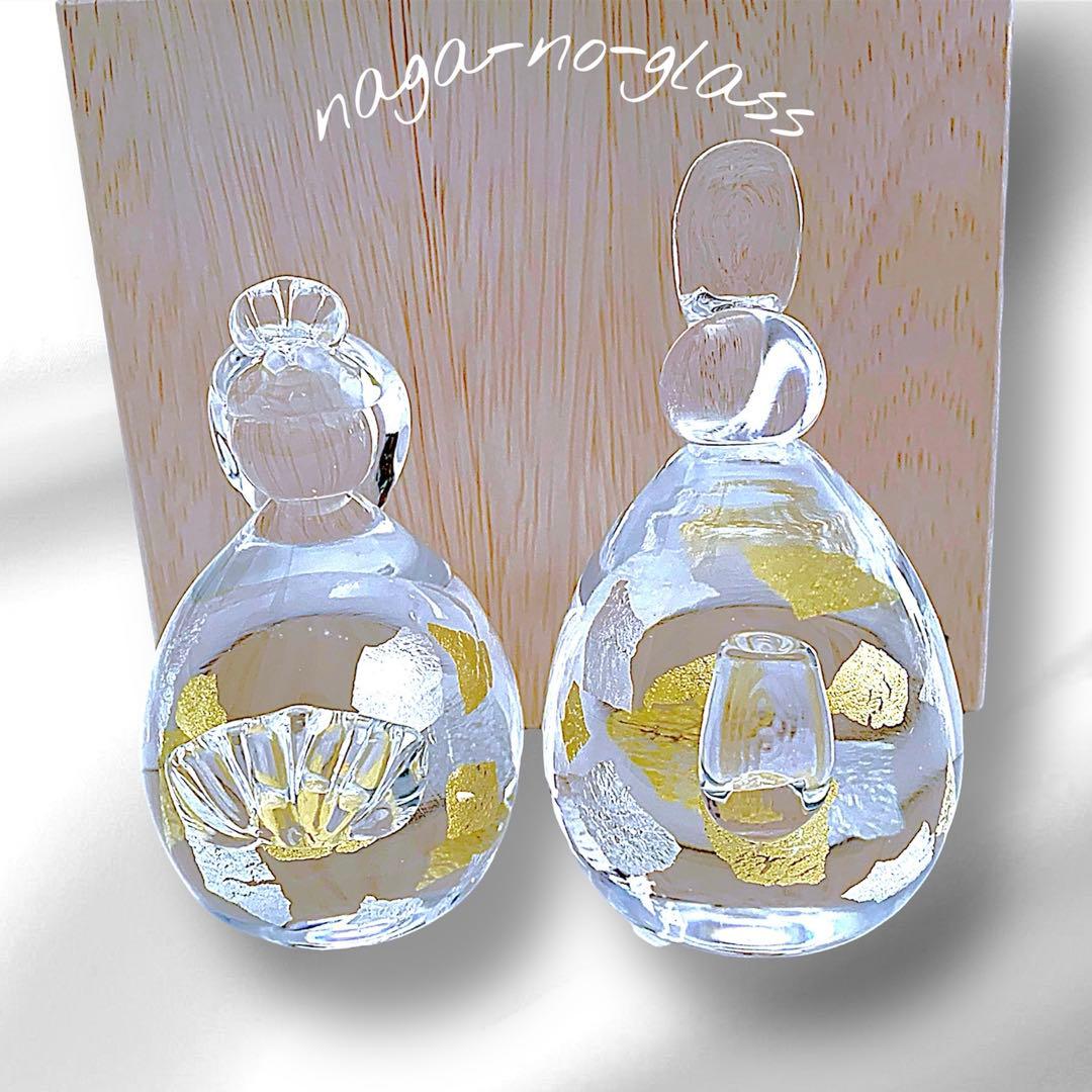 ひな祭り☆新品☆ガラスのお雛様《クリア金銀》 ナガノグラス