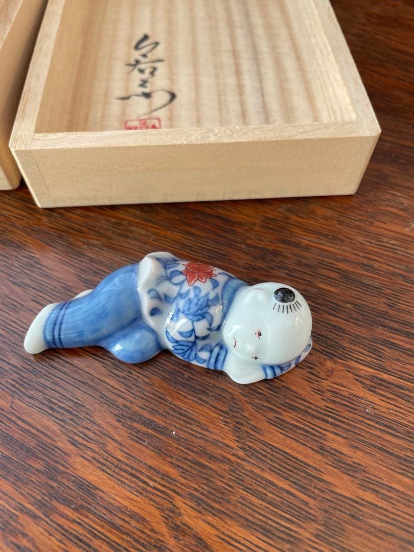 ★新品未使用★色鍋島 今右衛門　唐子　箸置き