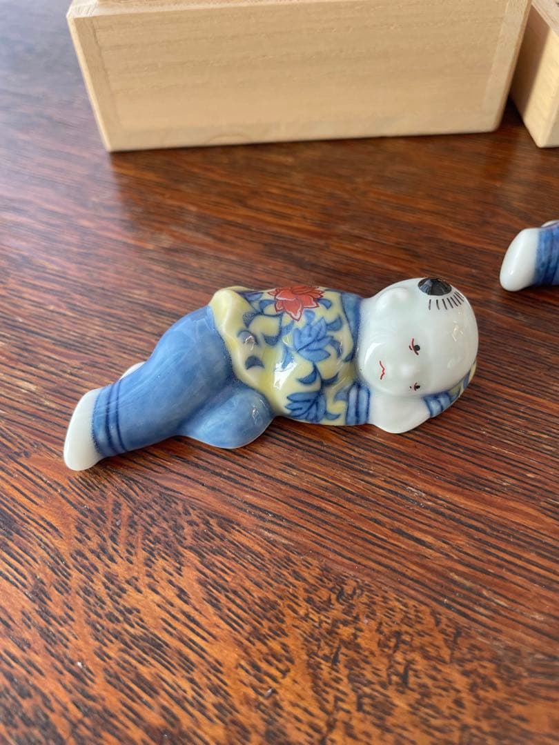 ★新品未使用★色鍋島 今右衛門　唐子　箸置き