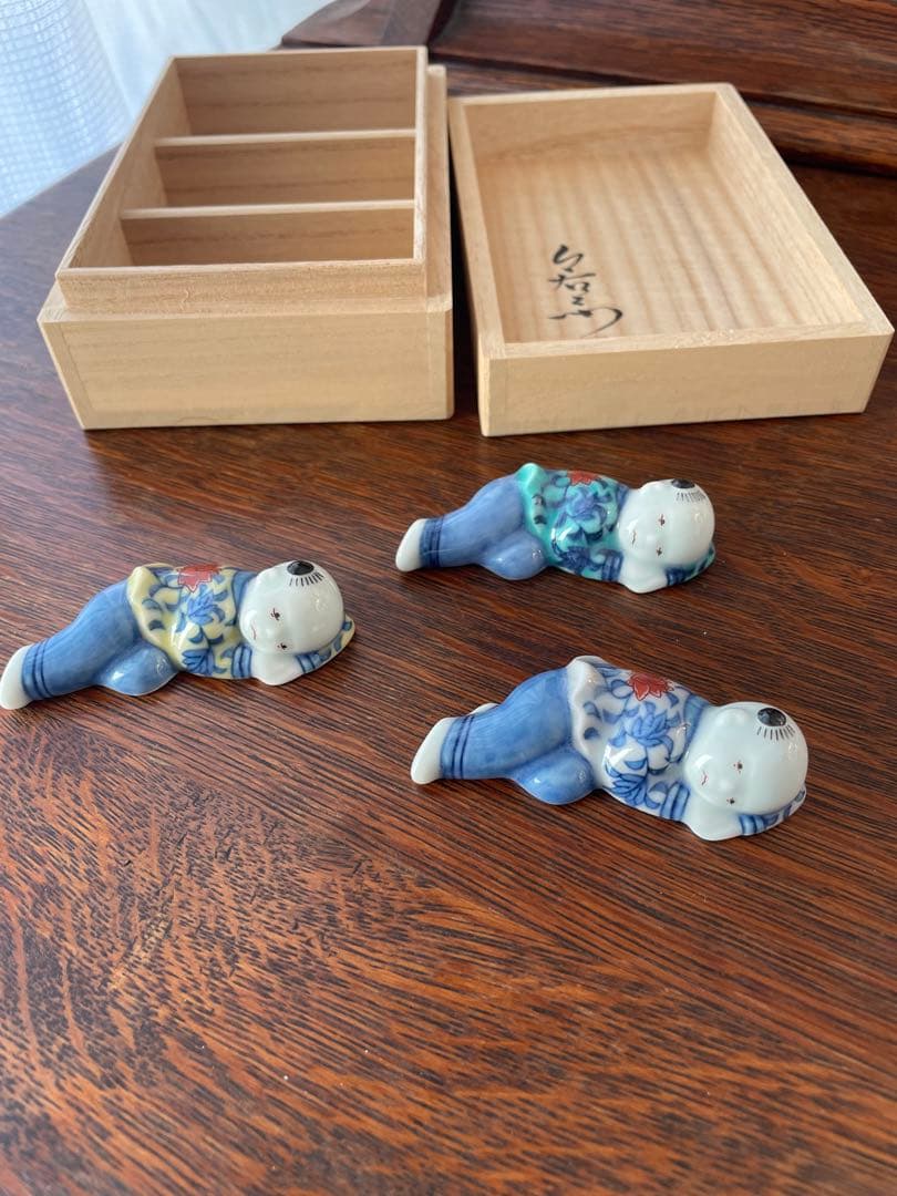 ★新品未使用★色鍋島 今右衛門　唐子　箸置き