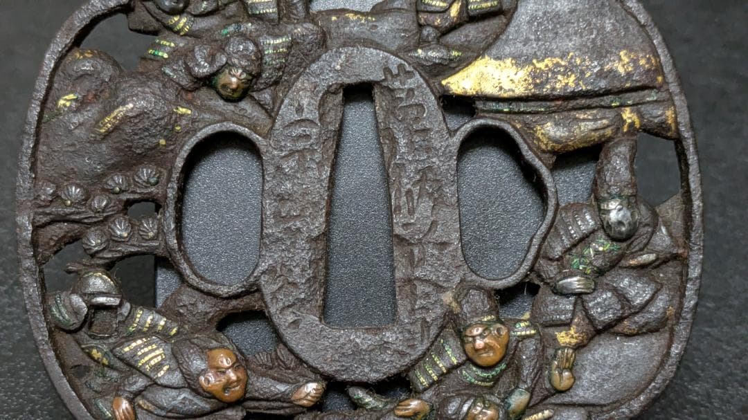 銘：江州彦根住藻柄子宗典製 武者合戦図 鉄鍔 - メルカリ