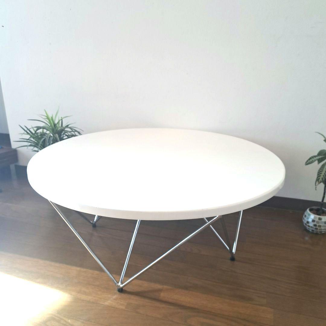 円形　リビングテーブル ローテーブル　ホワイトテーブル