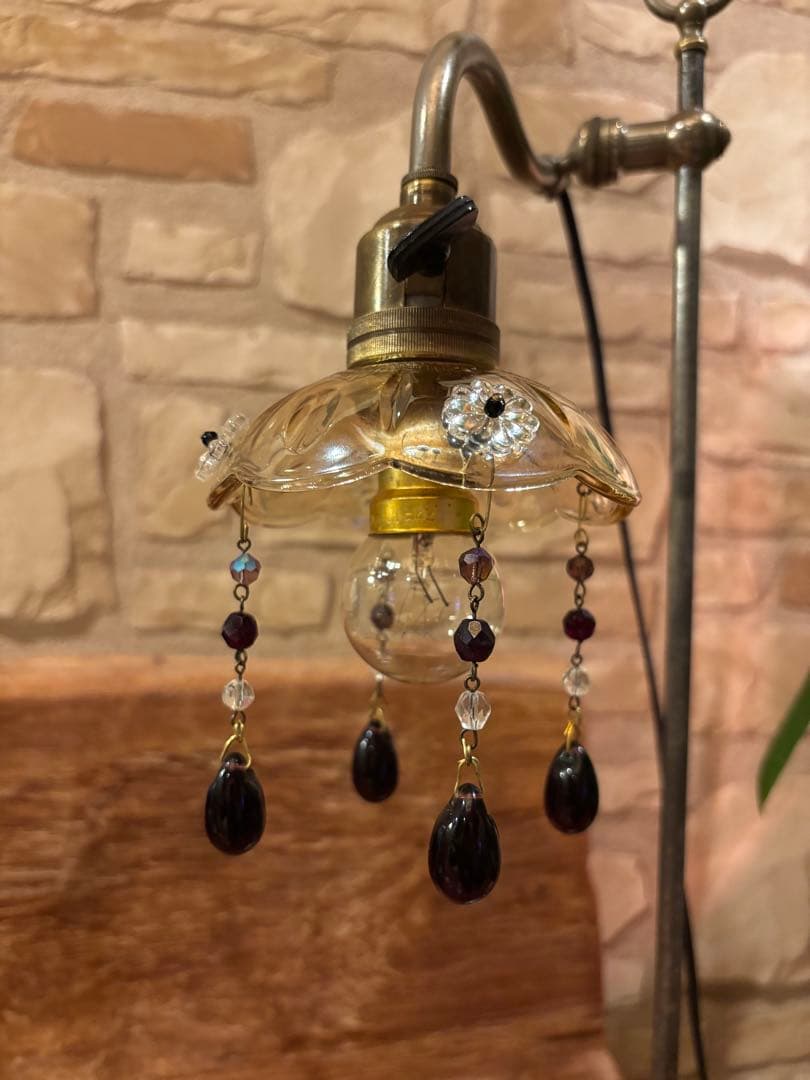 ヴィンテージ ミッドセンチュリー 希少アンバーミニシャンデリア チェコドロップ