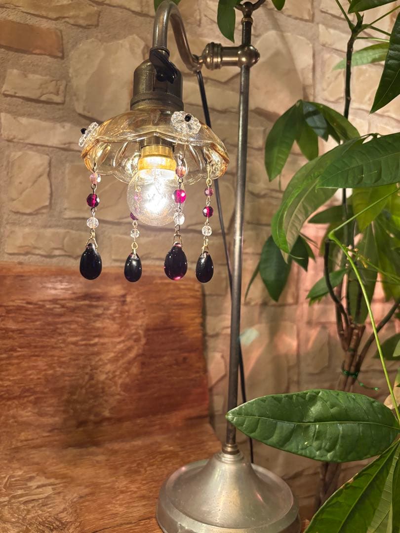 ヴィンテージ ミッドセンチュリー 希少アンバーミニシャンデリア チェコドロップ